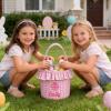 Duckbe Personalized Easter Basket with Name, Custom Embroidered Seersucker Easter Basket, Easter Gift for Kids Boys Girls, Decorative Newborn Baby Birthday Gifts view 2