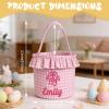 Duckbe Personalized Easter Basket with Name, Custom Embroidered Seersucker Easter Basket, Easter Gift for Kids Boys Girls, Decorative Newborn Baby Birthday Gifts view 3
