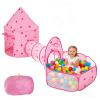 3 in 1 Kids Play Tent with Tunnel & Ball Pit,Pop Up Playhouse for Toddlers Boys Girls,Indoor Outdoor Foldable Space Tent Set for Birthday Balls Not IncludedPink Star view 1