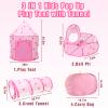 3 in 1 Kids Play Tent with Tunnel & Ball Pit,Pop Up Playhouse for Toddlers Boys Girls,Indoor Outdoor Foldable Space Tent Set for Birthday Balls Not IncludedPink Star view 2