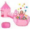 3 in 1 Kids Play Tent with Tunnel & Ball Pit,Pop Up Playhouse for Toddlers Boys Girls,Indoor Outdoor Foldable Space Tent Set for Birthday Balls Not IncludedPink Heart view 1