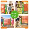 OLAKIDS Giant Connect Game Outdoor, 4 in A Row with Adjustable Height, Mesh Net, Carry Bag, Golf, Basketball Hoop, Ring Toss, Cup Holder for Kids Adults Indoor Backyard (Orange) view 3