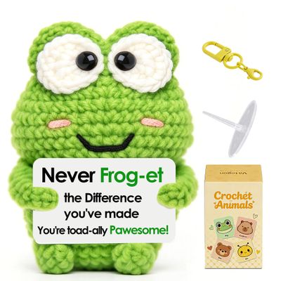 Vatogon Funny Teacher Appreciation Gifts for Teachers,Positive Crochet Frog Encouragement Thank You Gifts for Teacher Nurse Coworkers Friend,Handmade Cute Frog Desk Decor for End of Year Classroom
