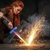 LED Spark Effect Sword, RGB Light-Up Mist/Fog Blade with Motion Sound FX, Auto-Eject, USB-C Rechargeable Cosplay Prop for Rave, Party & Halloween (Short17.7in) view 3