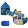 3 in 1 Kids Play Tent with Tunnel & Ball Pit,Pop Up Playhouse for Toddlers Boys Girls,Indoor Outdoor Foldable Space Tent Set for Birthday Balls Not IncludedBlue Star view 1