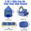 3 in 1 Kids Play Tent with Tunnel & Ball Pit,Pop Up Playhouse for Toddlers Boys Girls,Indoor Outdoor Foldable Space Tent Set for Birthday Balls Not IncludedBlue Star view 2