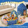 3 in 1 Kids Play Tent with Tunnel & Ball Pit,Pop Up Playhouse for Toddlers Boys Girls,Indoor Outdoor Foldable Space Tent Set for Birthday Balls Not IncludedBlue Star view 3