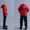 1/12 Scale Male Hooded Short Sleeved Sweatshirt for 6-inches Man Action Figure Body Doll, 1/6 Sporting Man Street Boys Action Figure Hooded Sweatshirt Clothing Costume (red) view 2