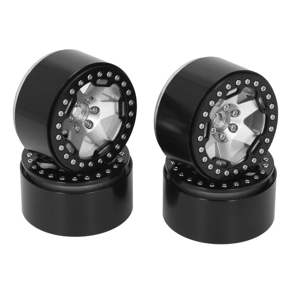 4Pcs 2.2 Inch Wheel Hubs Aluminum Alloy Wheel Hubs for 1/10 Remote Control RC Rock Crawler Car (Silver)