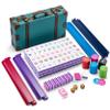 Binood American Heart-Shaped Mahjong Set 160 Premium Acrylic Tiles, 4-Layer Heart Design, 4 All-in-One Racks & Pushers, 100 Chips, 3 Golden Dice, Vintage Leather Travel Case view 2