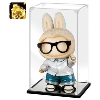 Instnovny Acrylic Display Case, 13.811.823.8 Inch Clear Acrylic Display Box with Black Frame, Assemble Collectibles Display Case for Trophy, Action Figures, Dolls & Building Toys