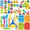 31 Pcs Dough Tools, Dough Play Tools Set + Kitchen Spaghetti Maker Machine Clay and Dough Accessories with Rolling Pins, Clay Cutters, Safety Scissors, 3D Dino & Animal & Fruit Molds view 1