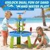 HYES Water Table for Toddlers 3-5, 3-Tier 6 Zones Water Sand Table with Umbrella, Rain Showers Splash Pond Toys for Outdoor Beach Backyard Summer, Kids Activity Sensory Playset for Boys Girls, Blue view 2