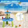 HYES Water Table for Toddlers 3-5, 3-Tier 6 Zones Water Sand Table with Umbrella, Rain Showers Splash Pond Toys for Outdoor Beach Backyard Summer, Kids Activity Sensory Playset for Boys Girls, Blue view 3