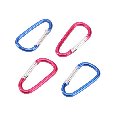 4 pieces of two-color climbing buckle keychains, 2.2 inches (approximately 5.6 centimeters) in diameter, made of aluminum, D-shaped ring climbing buckle decorative accessories for DIY projects