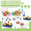 Mini Shopping Cart Basket, Miniature Grocery Toys 3 Supermarket Shelves Play Store 100+ Fruit Vegetable Cake Bread Mini Food Miniature Dollhouse Accessories with Push Cart view 3
