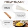 12.2" Silicone Spatula Spoon with Wood Handle - Multi-Purpose Kitchen Utensil for Mixing, Scraping, Folding & Serving, Heat-Resistant Cooking Spoon for Non-Stick Pans, Salad, Baking (White 2) view 3