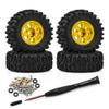 4PCS 0.7'' Aluminum Alloy Wheel Rim Tires Tyres 40x16mm Hex Hub 5mm RC Upgrade Parts for AXIAL 1/30 SCX30 Ford Wrangler RC Climbing Car (Golden) view 1