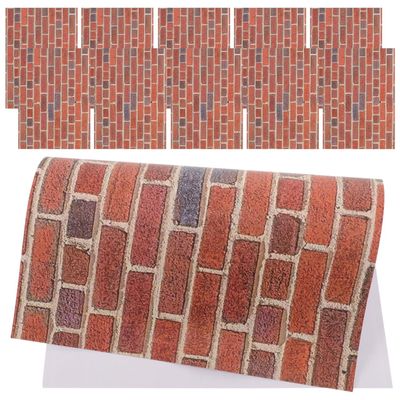 VOSAREA 12 Sheets 1 12 Scale Dollhouse Wallpaper Peel and Stick Brick Wall Paper for Doll House Self Adhesive Miniature Wall Covering for DIY Background Decor