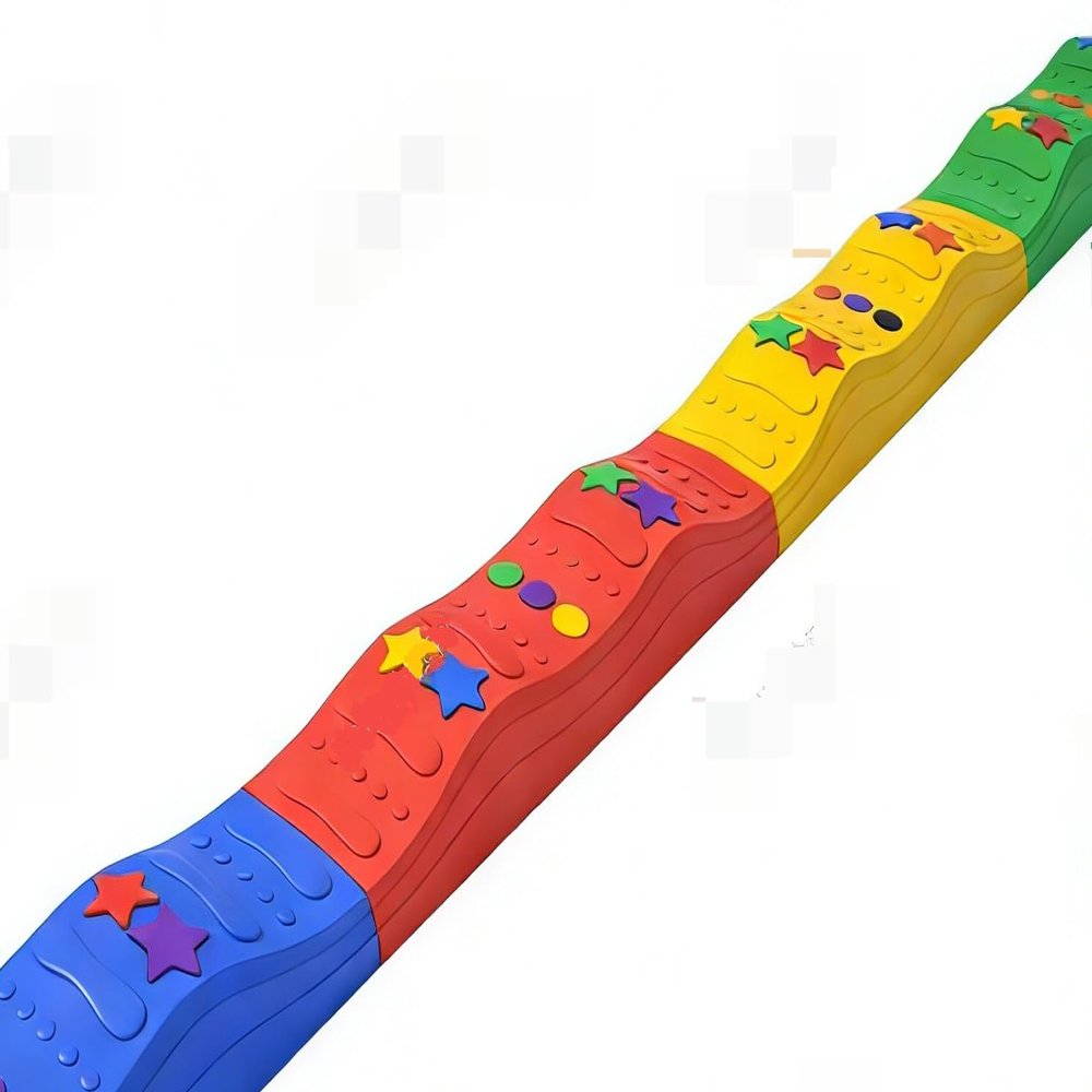 MOCUTEEN Kids Balance Beam Stepping Stones - 4 PCS, Non-Slip Textured Surface with Rubber Pads, Supports Up to 220LBS, Promotes Agility & Coordination, Five-Star Pattern Design