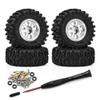 4PCS 0.7'' Aluminum Alloy Wheel Rim Tires Tyres 40x16mm Hex Hub 5mm RC Upgrade Parts for AXIAL 1/30 SCX30 Ford Wrangler RC Climbing Car (Silver) view 1