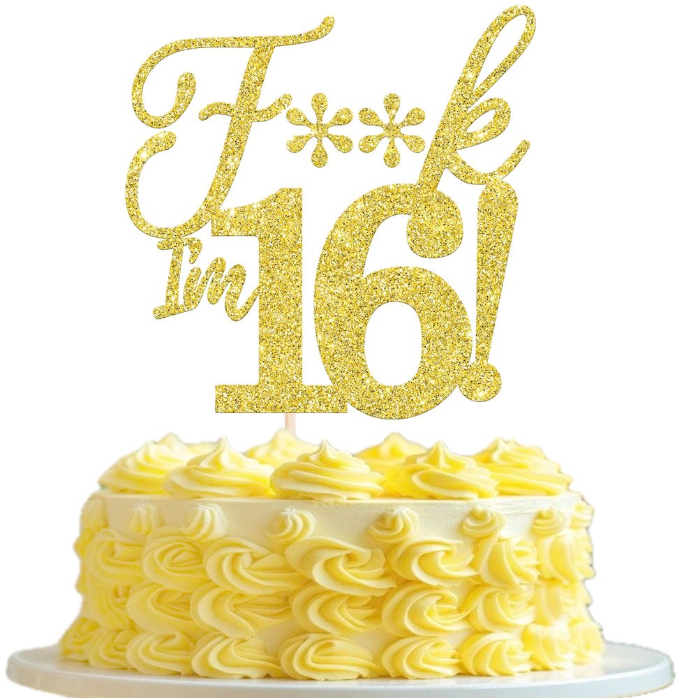 Rsstarxi 1 Pack I'm 16 Cake Topper Glitter Gold Happy 16th Birthday Cake Topper I'm 16th Birthday Decorations for Cheers to 16 Years Old Birthday Party Decorations Supplies