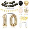 10th Birthday Decorations Black Gold for Boys,Happy Birthday Banner with Cake Toppers,Confetti Balloons,Number 10 Balloons for 10 Years Old Party view 2