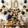 10th Birthday Decorations Black Gold for Boys,Happy Birthday Banner with Cake Toppers,Confetti Balloons,Number 10 Balloons for 10 Years Old Party view 4