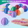 12Pcs 3D Printed Dragon Egg with Dragon Inside - Articulated Crystal Dragon Fidget Toy for Kids & Adults, Mystery Easter Basket Stuffers, Fantasy Desk Decor & Unique Birthday Gifts for Boys Girls view 3