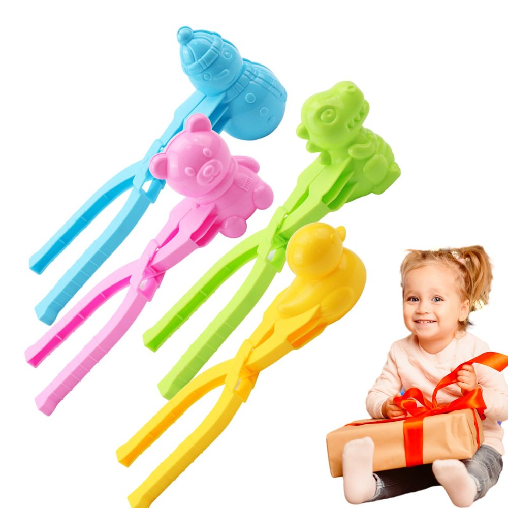 4pcs Snowball Maker, Winter Snow Moulds with Handle, Snow Duck Maker Tool Clip, Kids Outdoor Beach Toy, for Winter and Summer Beaches