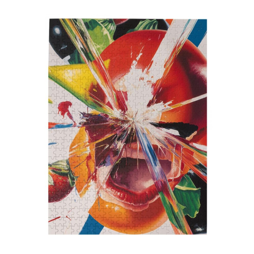 RMYRHQ Pops Art Lips&Strawberry Splash Color Burst Wooden Jigsaw Puzzles for Adults 500pieces Trendy Art Fans Perfect for Game Nights&Friend Gatherings Great Valentines Day and Birthday Presents