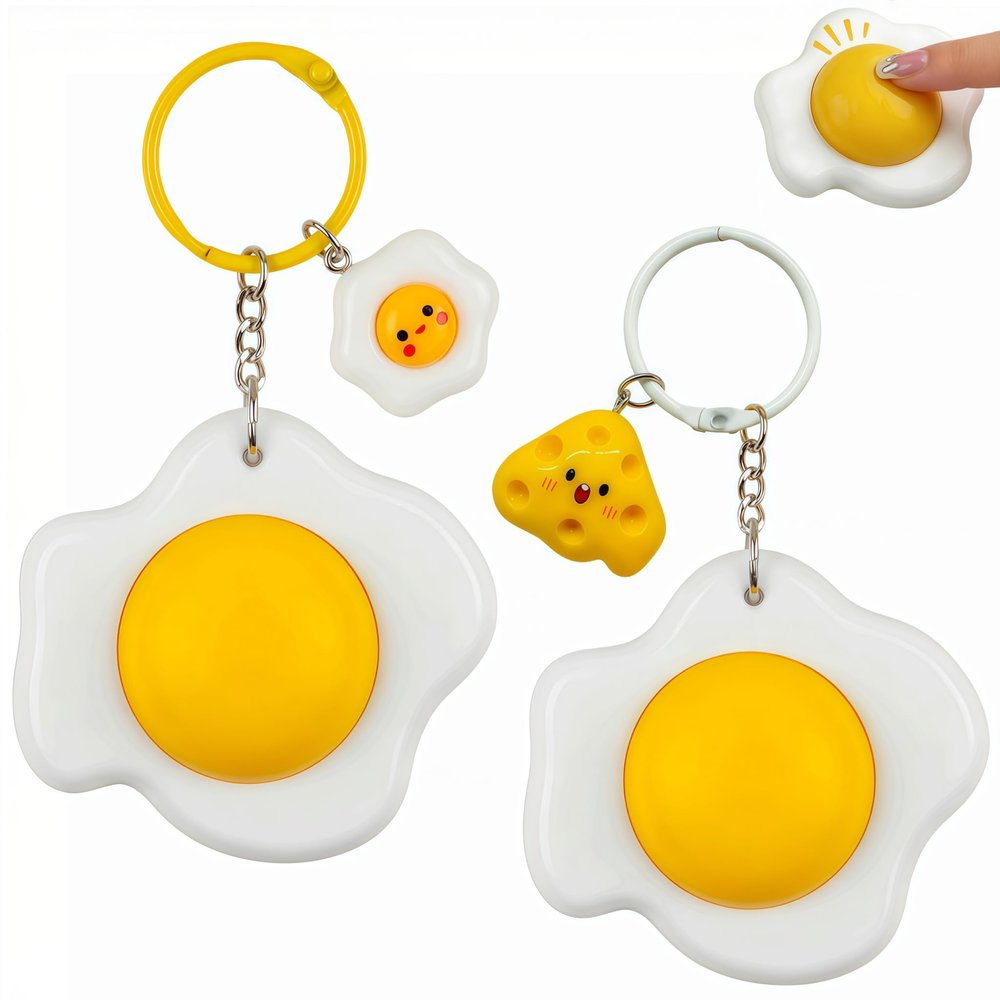 2 Pcs Playful Egg Fidget Keyboard Toy, Unique Keyboard Fidget Clicker Keychain Toys, Button Sensory Toys for Adults Men Women Pass The Time Office Travel