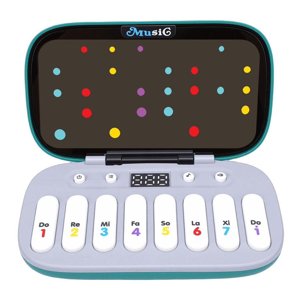 Depisuta Kids Mini Piano Toy, Portable LED Musical Instrument with Rainbow Lights and Adjustable Volume, Toddler Piano, Interactive Learning Keyboard for 4 5 6 Year Old Children (Green)