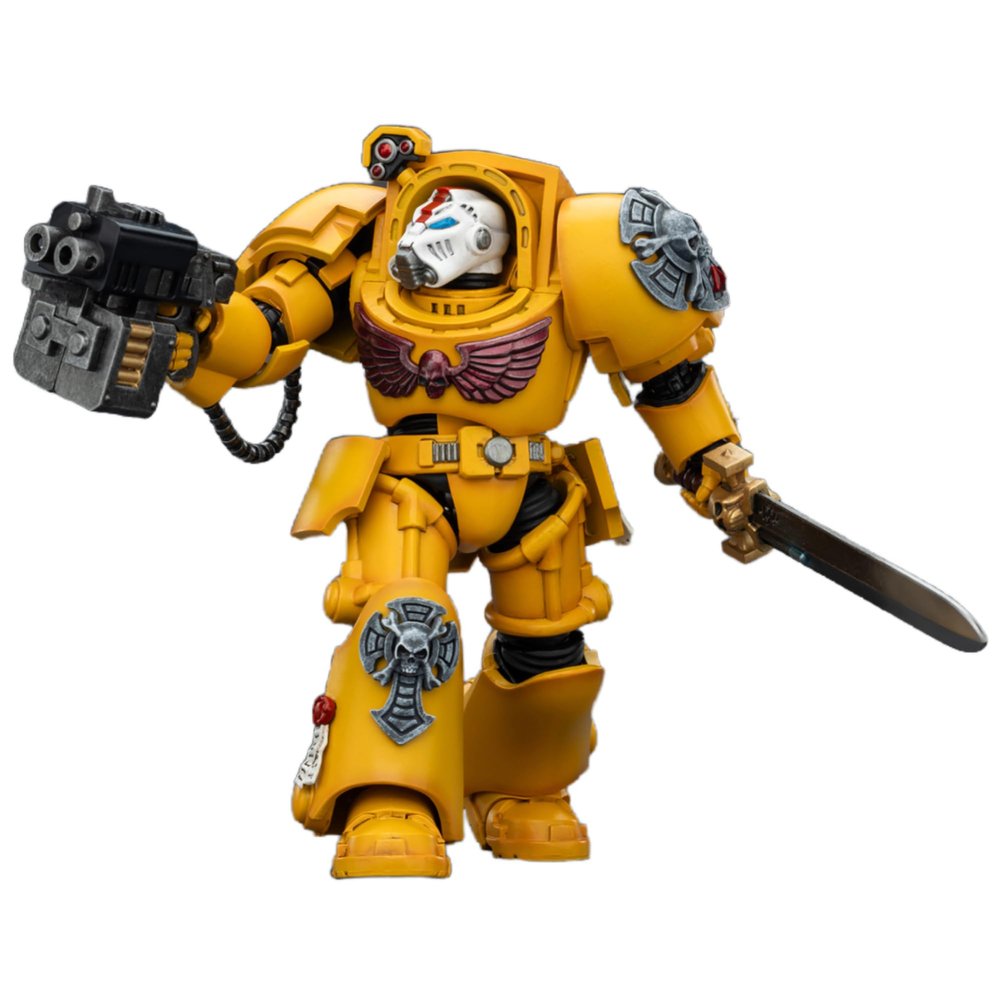 JOYTOY Imperial Fists Warhammer 40k 1/18 Action Figure Imperial Fists Terminator 1 with Power Sword and Storm Bolter Collectible Gifts,Toys for Kids 15+ and Adults 5.63-inch