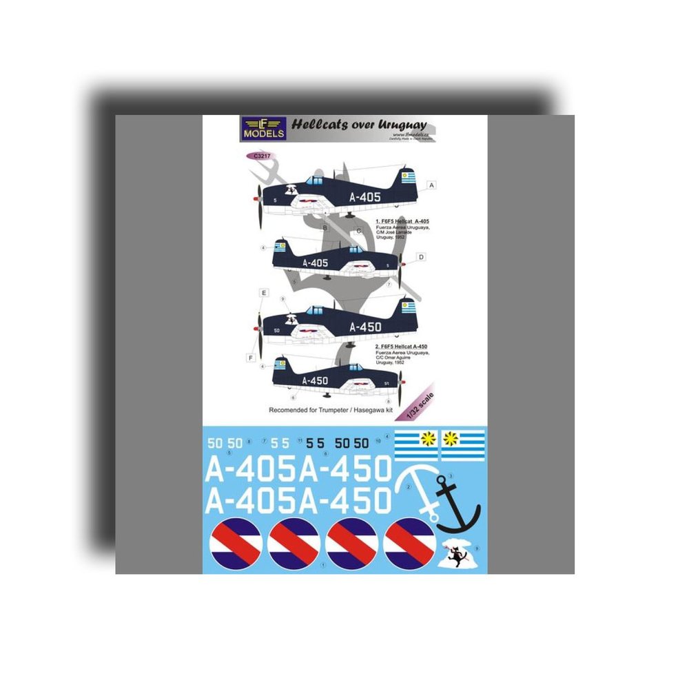 LF Models C3217 1/32 Decal for Hellcat Over Uruguay for Trumpeter, Hasegawa kit