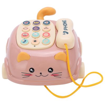 Alomejor Cat Simulation Telephone Car Toy for Children, 16 Different Functions, Comfortable Grip and Stable Analog Parts Apply for Educational Purposes (Pink)