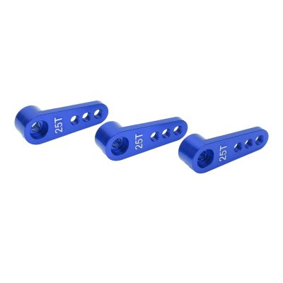 Alomejor 3pcs RC Aluminum 25T Servo Horns Metal Steering Arm 1/8 1/10 RC Car Great Accessories for Performance Improvement (Blue)