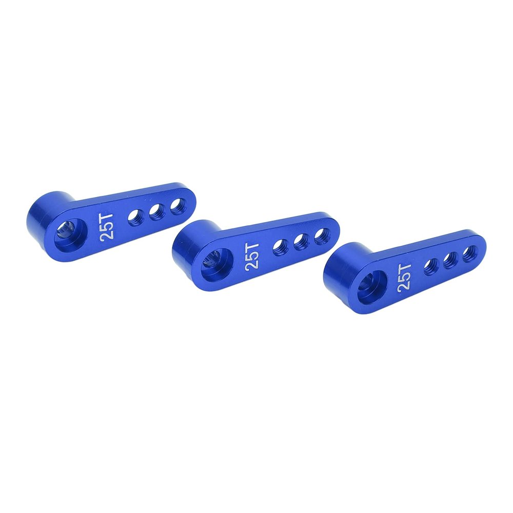 Alomejor 3pcs RC Aluminum 25T Servo Horns Metal Steering Arm 1/8 1/10 RC Car Great Accessories for Performance Improvement (Blue)