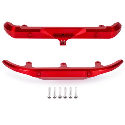 Aluminum Front & Rear Bumper Set for 1/30 Scale RC Crawler Chassis, CNC Upgrade Bumpers with Mounting Screws (Black/Red) (Red)