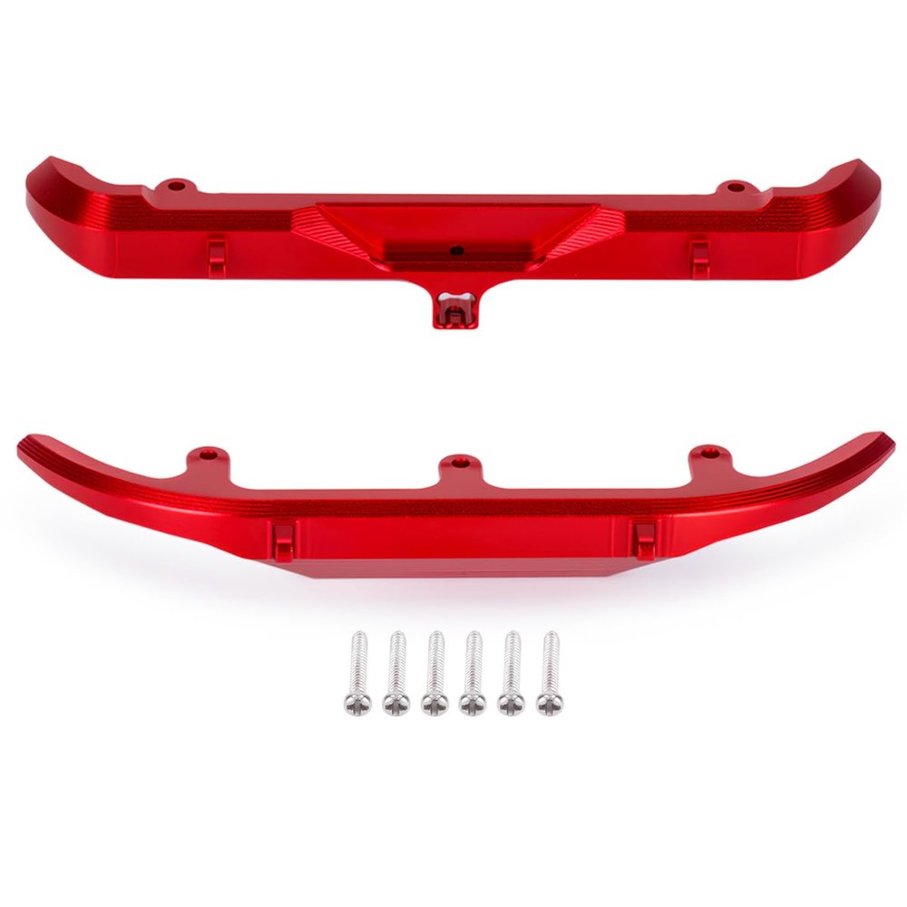 Aluminum Front & Rear Bumper Set for 1/30 Scale RC Crawler Chassis, CNC Upgrade Bumpers with Mounting Screws (Black/Red) (Red)