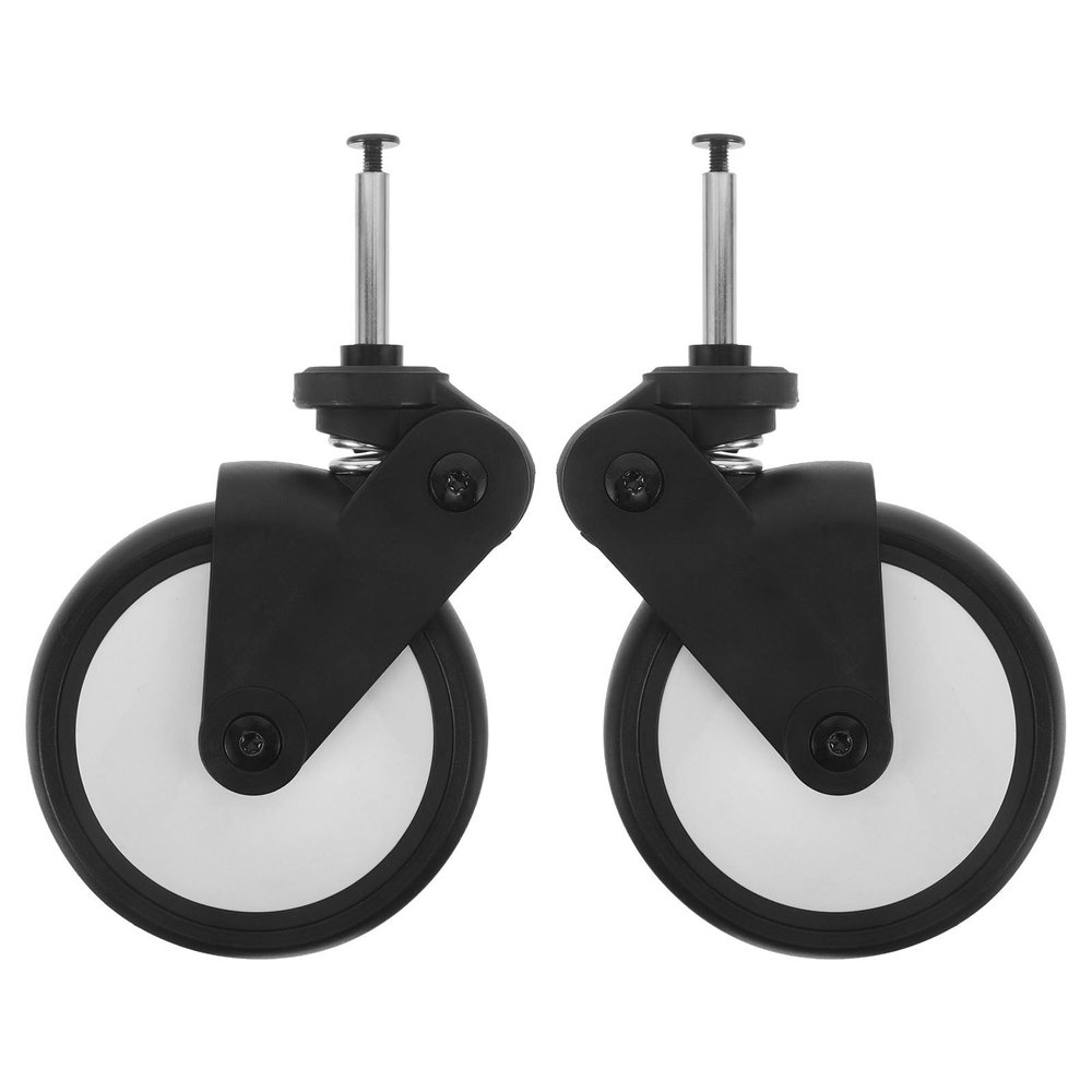 TOBBOMEY 1 Pair Baby Stroller Front Wheel Replacement Caster with Shank Rod Rubber Roller Tires 13cm for Toddler Pushchair Pram Trolley Dolley Cart Upgraded Accessories