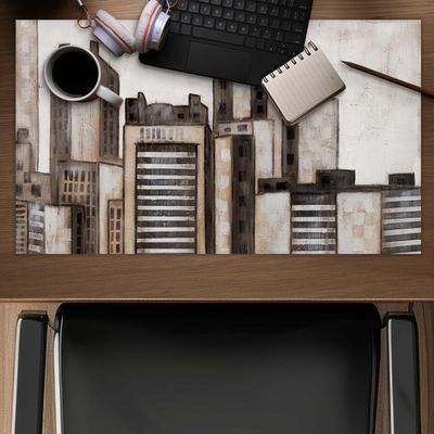 Begin Home Decor C1DM1424LS8364 14 x 24 in. Striped Skyscrapers - Office Building Gaming Desk Mat