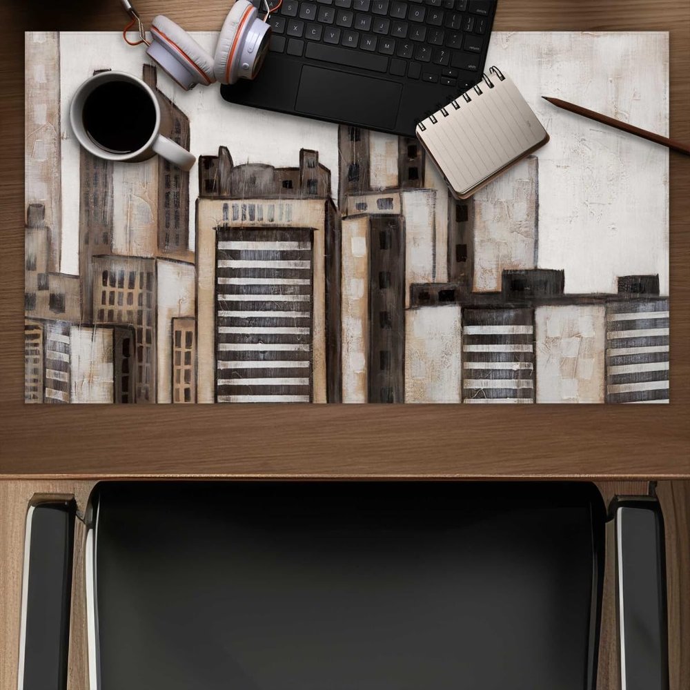 Begin Home Decor C1DM1424LS8364 14 x 24 in. Striped Skyscrapers - Office Building Gaming Desk Mat