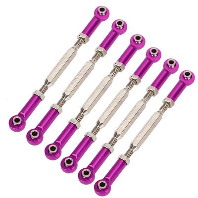Alomejor 6pcs 88mm Adjustable Push Rods for Rc Car with 5 Easy and Convenient to Install and Remove (Purple)