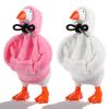 Gemoioio 2Pcs Desk Goose Outfits 7 Inches, Porch Goose Hoodie, Mini Desk Gooses Clothes Hoodies, Funny Fleece Porch Gooses Costumes for Desktop Geese Statue Table Decor(White, Pink) view 1