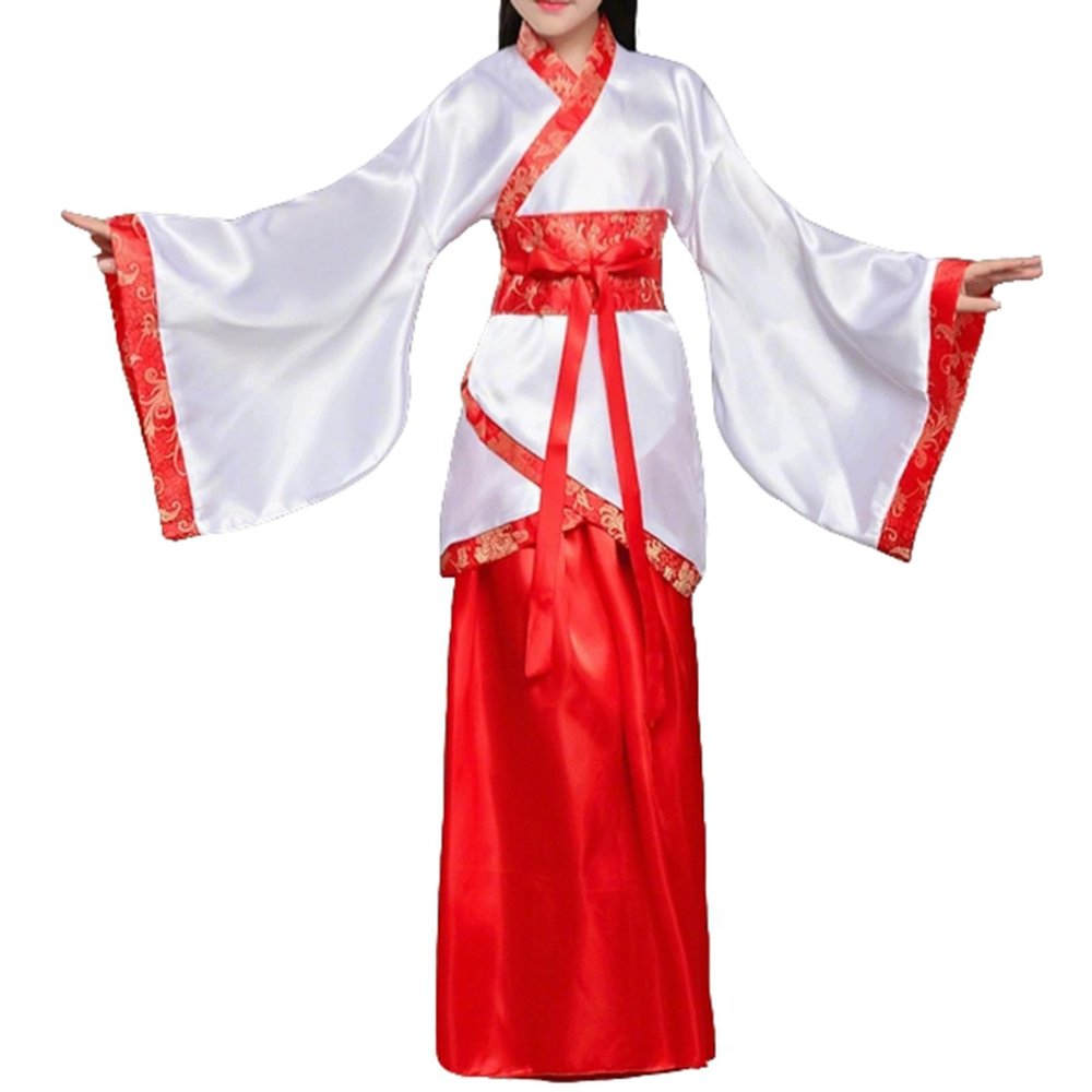 Hanfu for Girls and Boys, Kids Chinese Dress Traditional Ancient Costume with A Thousand Miles of Rivers and Mountains Print