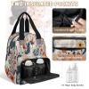 Adornori Flower Diaper Bag Backpack for Women Waterproof Multi Function Travel Diaper Backpacks with USB Charging Port Anti Theft Bag, Unicorn view 4