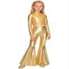Jowowha Kids Girls Sequins Long Sleeve Crop Top with Flared Leggings Pants Set Hip Hop Modern Jazz Team Performance Costume Gold 16 Years view 1