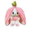 JJlviYY Reversible Bunny Stuffed Animal, Carrot Rabbit Ears Zip Plush Stuffed, Fruit Bunny Plush, (A Strawberry Rabbit, 9.9inch) view 1