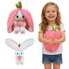 JJlviYY Reversible Bunny Stuffed Animal, Carrot Rabbit Ears Zip Plush Stuffed, Fruit Bunny Plush, (A Strawberry Rabbit, 9.9inch) view 2